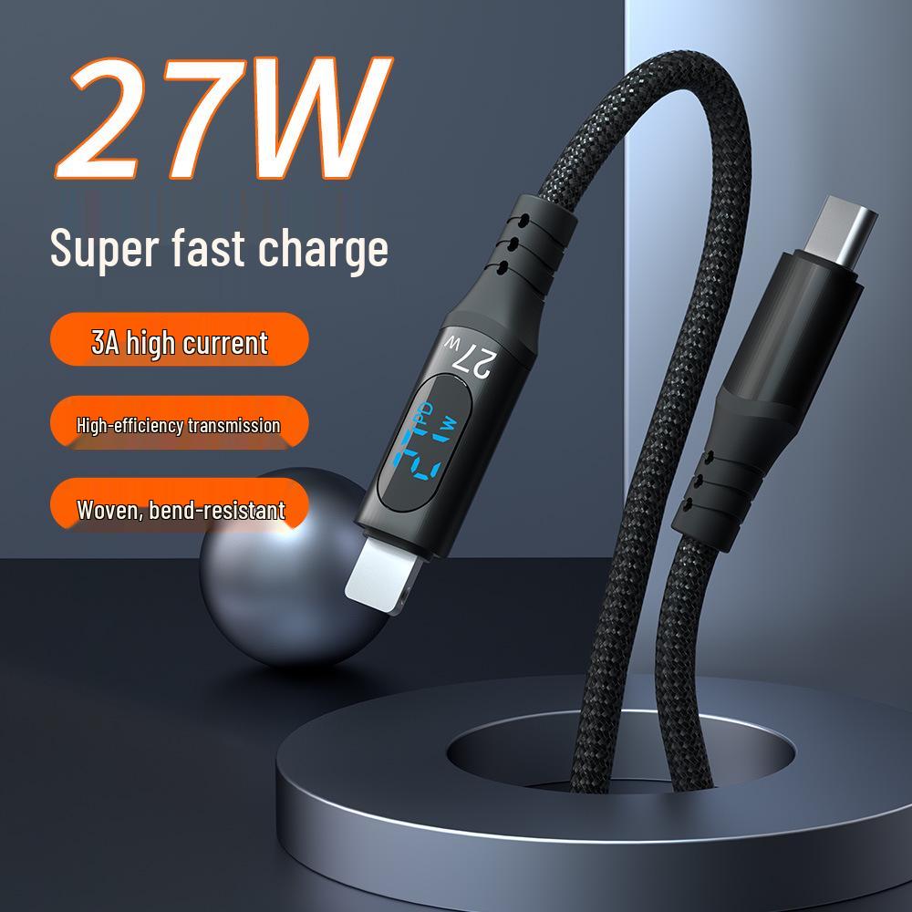 5A Dual Type-C PD100W Fast Charging Cable with Digital Display for iPhone 15 and Huawei Laptops
