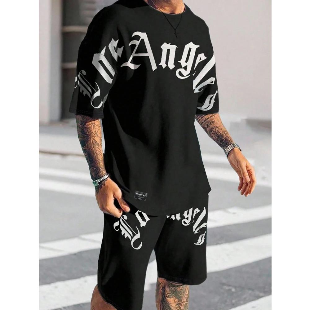 

Men s Casual Fashion Sports Suit Round Neck Lightweight Short-sleeved Shorts Suit Loose Comfortable Unisex Sports Clothing 6XL