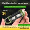 Mini Keychain Flashlight Rechargeable Red/Blue Warning Light Waterproof Outdoor Portable Backpack Emergency Lamp With Hook