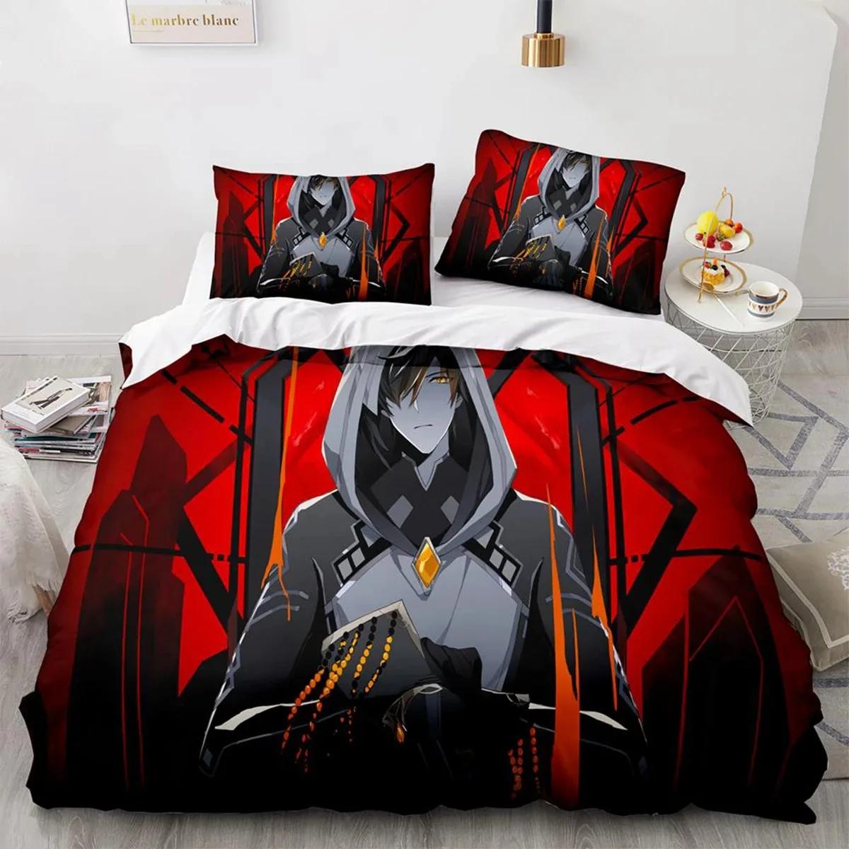 

Gaming Genshin Impact Hutao Cosplay Soft Duvet Cover Carton Beding Set Ful Sized Dimensions King Bed Warm Comforter Comfortable Quilt Cover Pilowcase 100*200cm Single