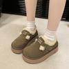 Fashion New Non-slip Winter Warm Short Plush Women's Shoes Outdoors Flat with 2024 Hot Sale Outdoors Buckle Round Head Ladies Shoes