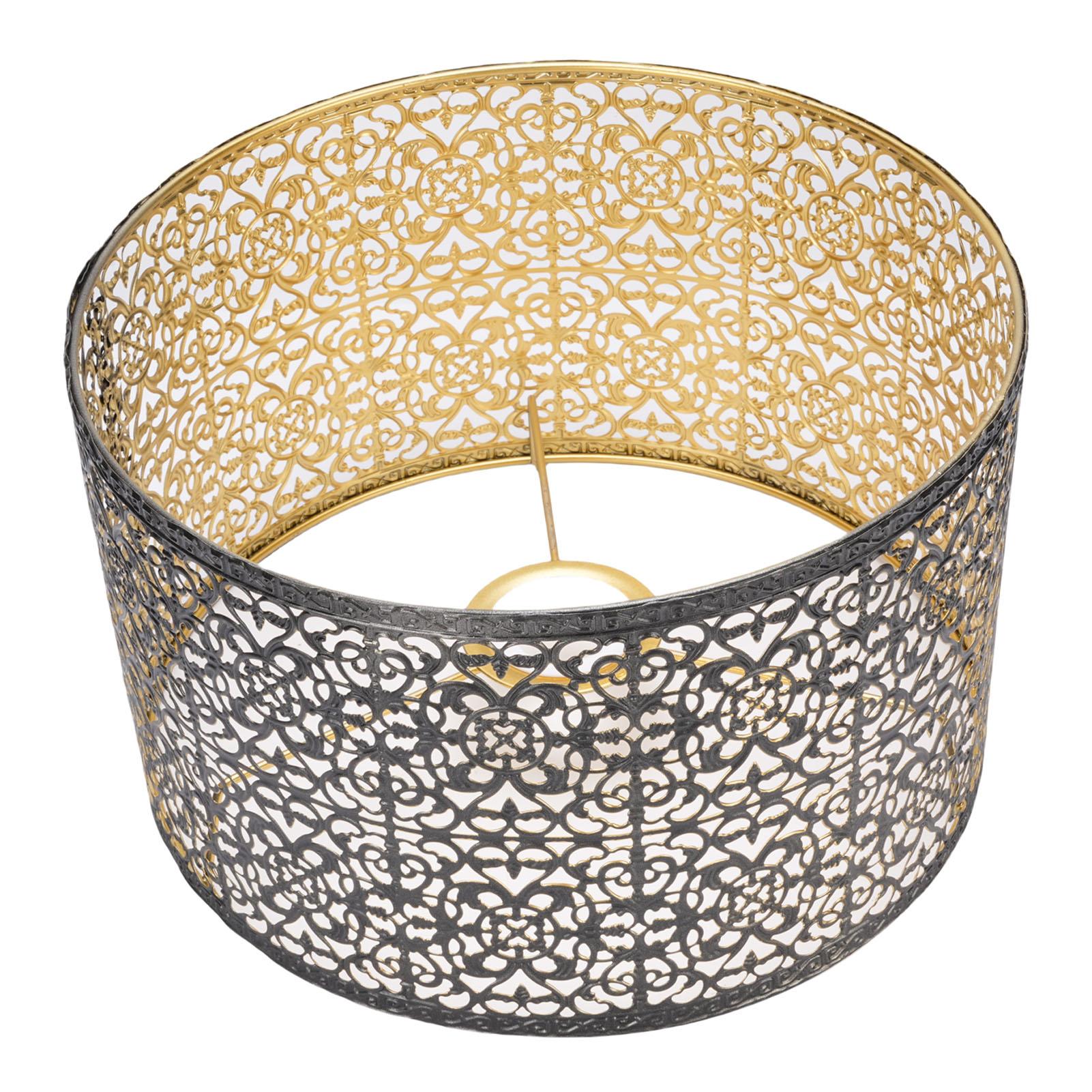 

Metal Lampshade E14 E27 Iron Hollow Out Modern Decorative Cylinder Lamp Shade for Table Wall Ceiling Lamp Black and Gold