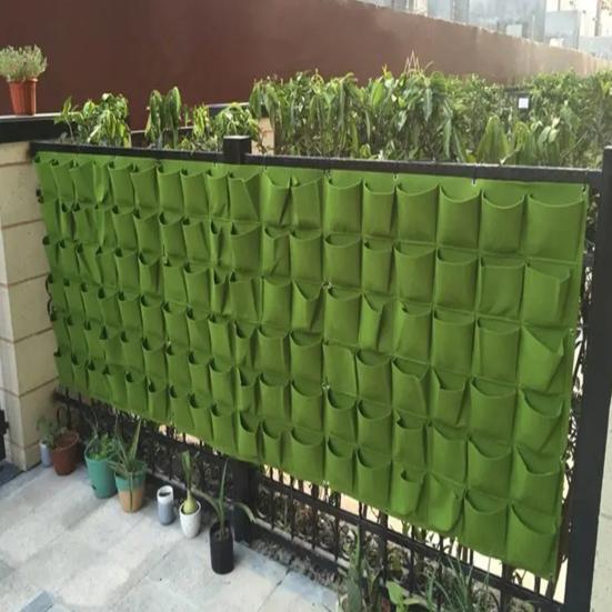 Hanging Planting Bag Wall Mounted 9 Pockets Vertical Square Breathable Indoor Outdoor Hanging Strawberry Flower Wall Planter Gardening Supplies