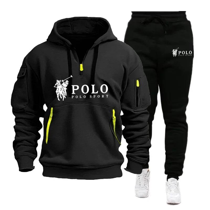 Completo da golf da uomo autunno e inverno + abbigliamento sportivo da esterno elegante e confortevole e set di pantaloni a due pezzi