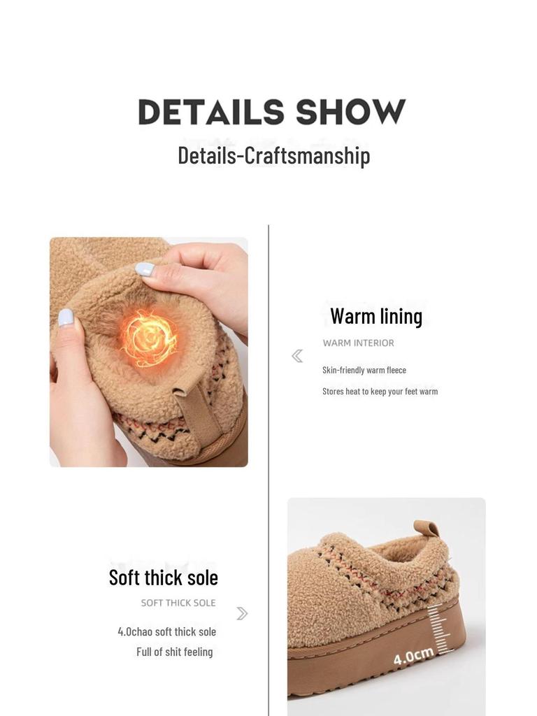 Women's Plush Cotton Slippers - Warm Indoor/Outdoor Winter Shoes 2024