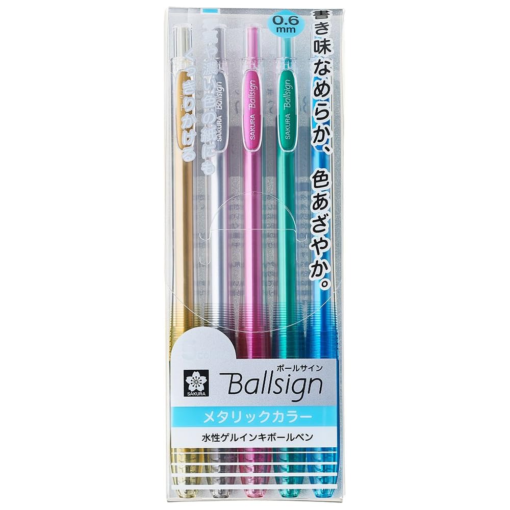 Sakura Cray-Pas Metallic Ballpoint Pen 5 Colors 0.7mm Ballpoint Pen Set