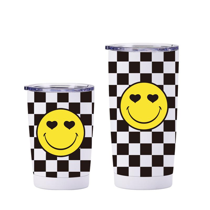 Stainless Steel Thermos Cup Smiley Face Series Straw Milk Tea Cup Coffee Cup Handle Sports Water Cup Set