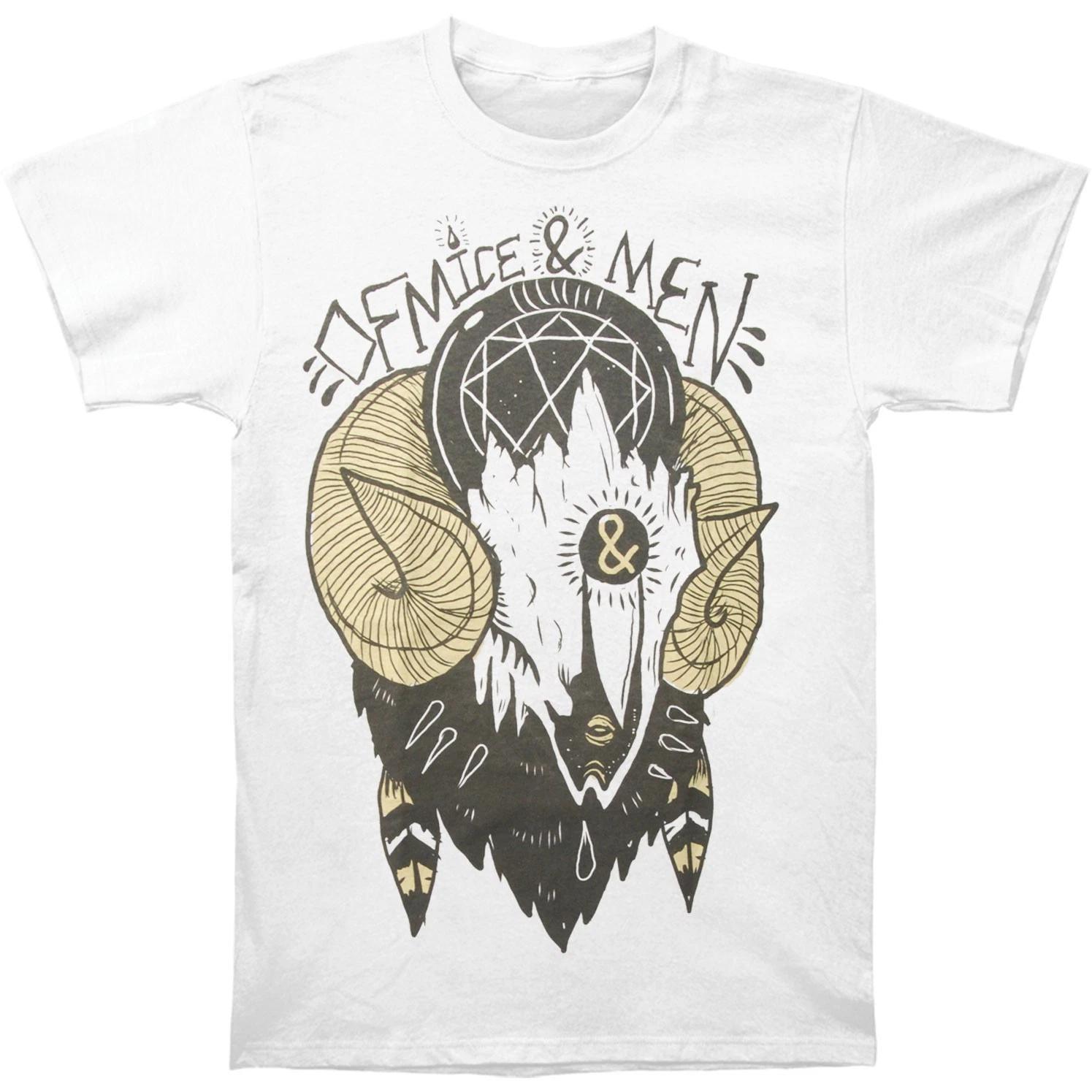 Men s Of Mice & Men Ram Skull Slim Fit T-shirt X-Large White L