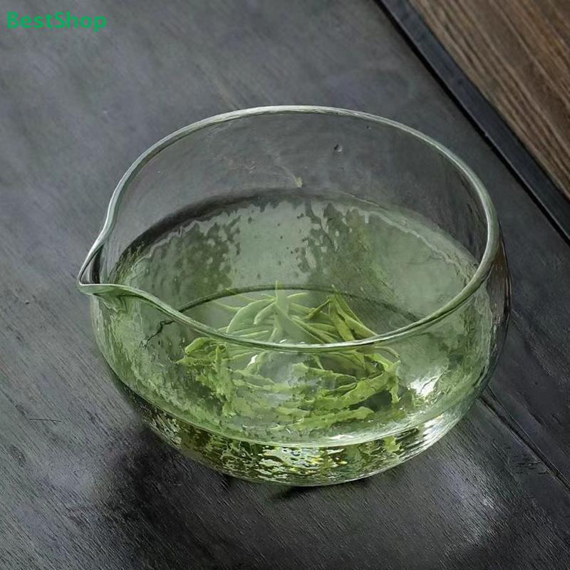 Japanese-Style Matcha Bowl | High Borosilicate Glass Bowl with Spout - Transparent Hammered Texture for Matcha Preparation