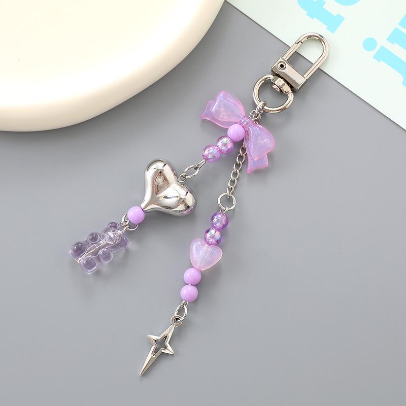 Handmade Colorful Bow Pendant Phone Case Keychain Lanyard Charm