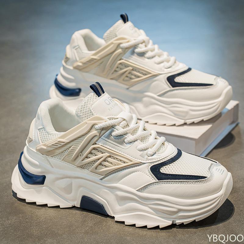 New Spring Mesh Breathable Shoes Casual Comfortable Men's Sneakers Fashionable Versatile Height Increasing Thick Soled Shoes