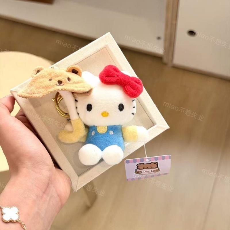 10CM Kuromi Hangyodon My Melody Umbrella Plush Toy Keychain cartoon umbrella holding cinnamoroll pochacco kt plushie bag charm