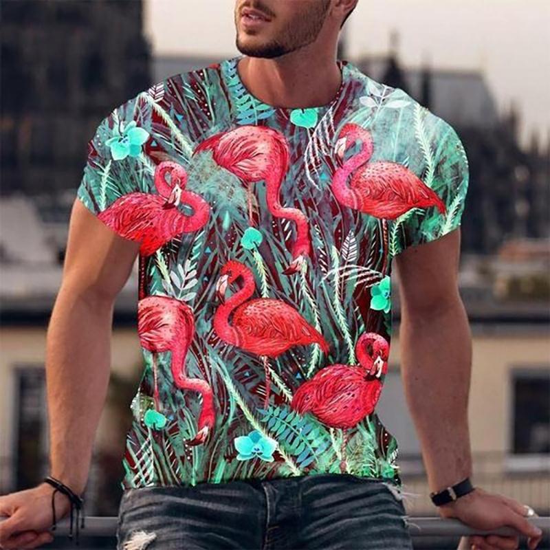 3D Printed Flamingo Animals T Shirt Men's Funny Pattern Tees Summer Harajuku Round Neck Tops Oversized Short Sleeves T-Shirts