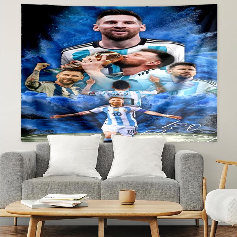 Weltcup-Feier Messi Wandteppich zum Aufhängen für Schlafzimmer, Wohnzimmer, Spielzimmer, Dekorations-Kunstzimmer Wandteppich Feiertags- und Geburtstagsgeschenke