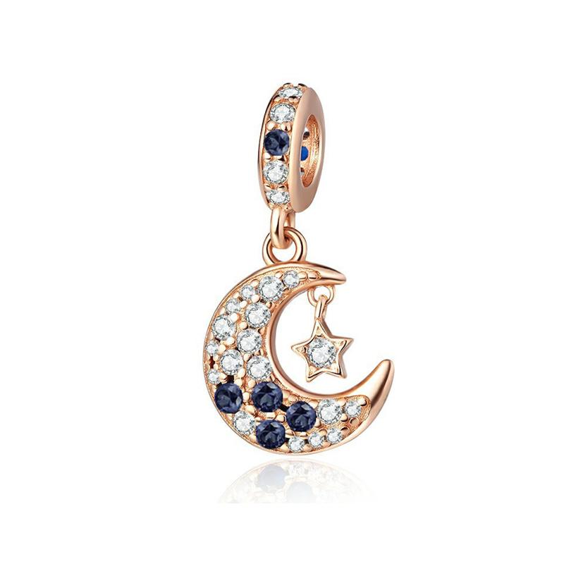 Rose gold plated Exquisite Bead Sparkling Pink Hot Air Balloon Dangle Charm for Women fit European Original Bracelet DIY Jewelry