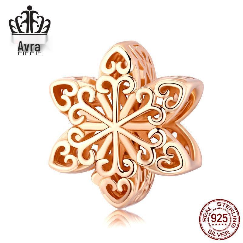 Winter Snowflakes S925 Sterling Silver Bracelet Gift for Girlfriend, Silver Beads SCC719