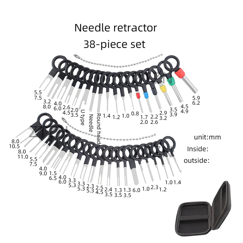 41/38PCS Waterproof Bag Terminal Removal Kit Stylus Wiring Crimp Connector Pin Extractor Puller Extractor Terminal Repair Tools