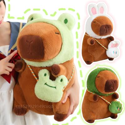 Pelúcia Criativa Transform Capivara Sapo Coelho Dinossauro Cachorro Animal Transformável Mochila Squeaky Presente para Meninas