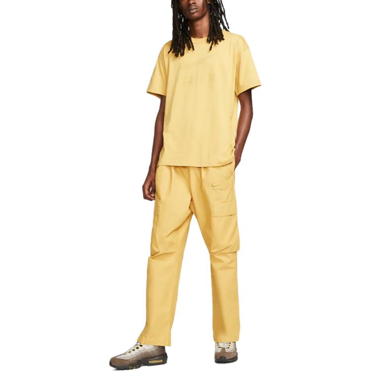 Nike T Shirts Men's Yellow Crew Neck Moderate Straight Fit DZ2887-725