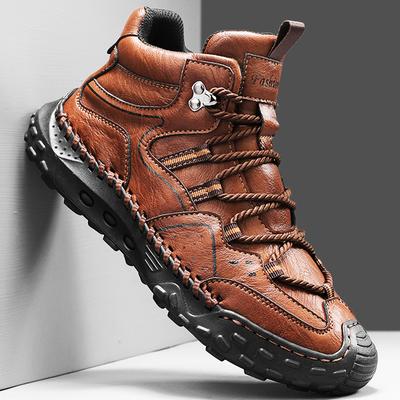 38-48Men Shoes Hand-stitching Leather Men Boots Split Leather Casual Leather Shoes Men Ankle Boots