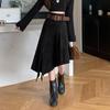 Elegant Suede Midi Skirt with Irregular Slit - Women's Autumn/Winter Fashion