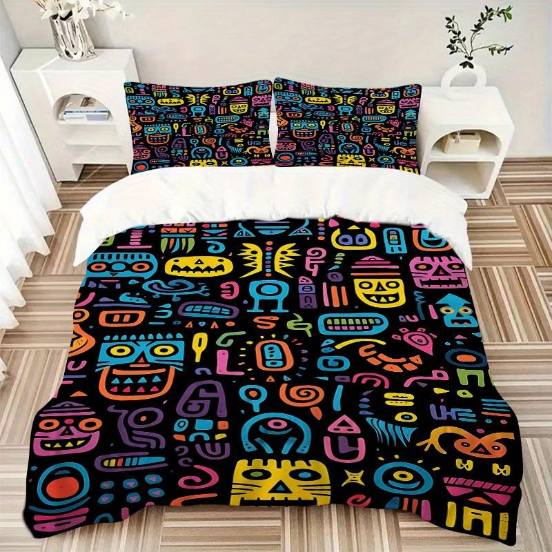 3pcs Abstract Patterns Soft Comfortable Bedding set, For Bedroom, Guest Room And Dorm, All - Season Use, High-Definition Printing152