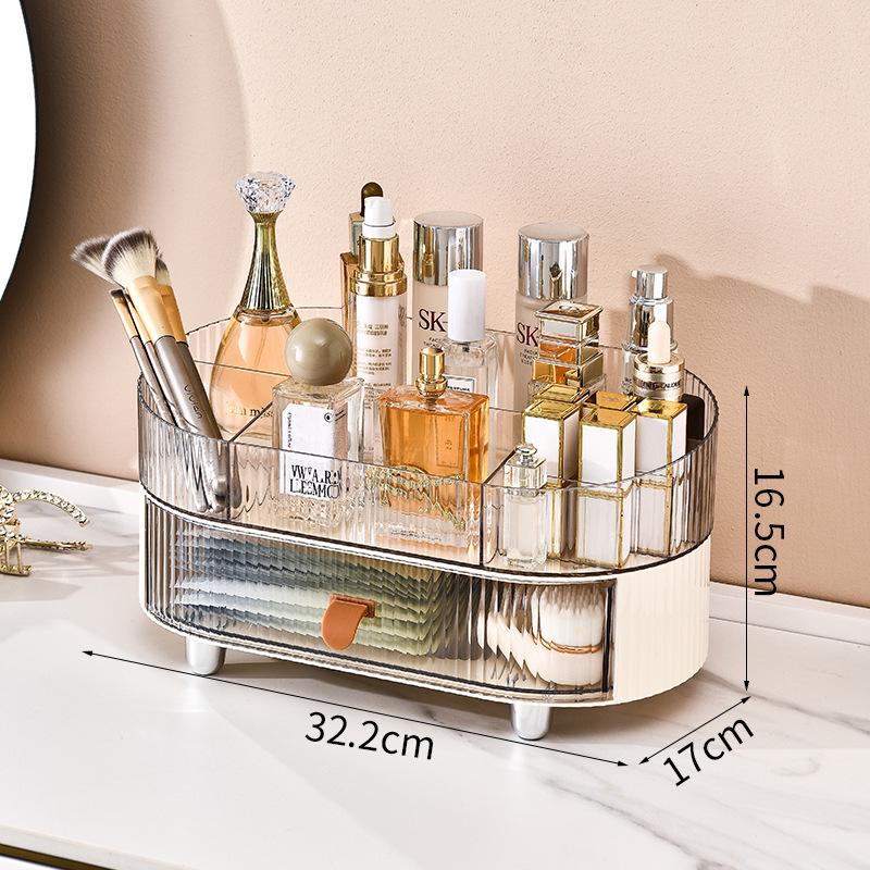 Luxury Multi-Functional Skincare Organizer: High-End Desktop Cosmetic Storage Box