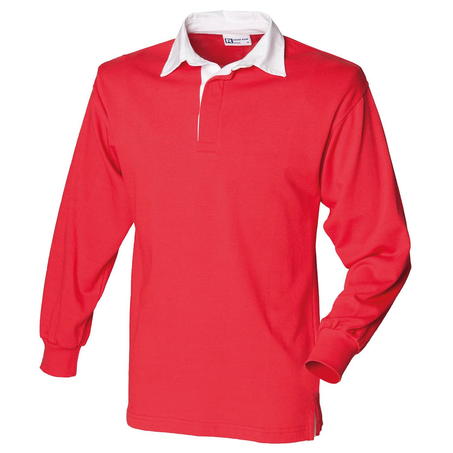 FRONT ROW Klassiek rugbypoloshirt met lange mouwen op de eerste rij XL rood/wit