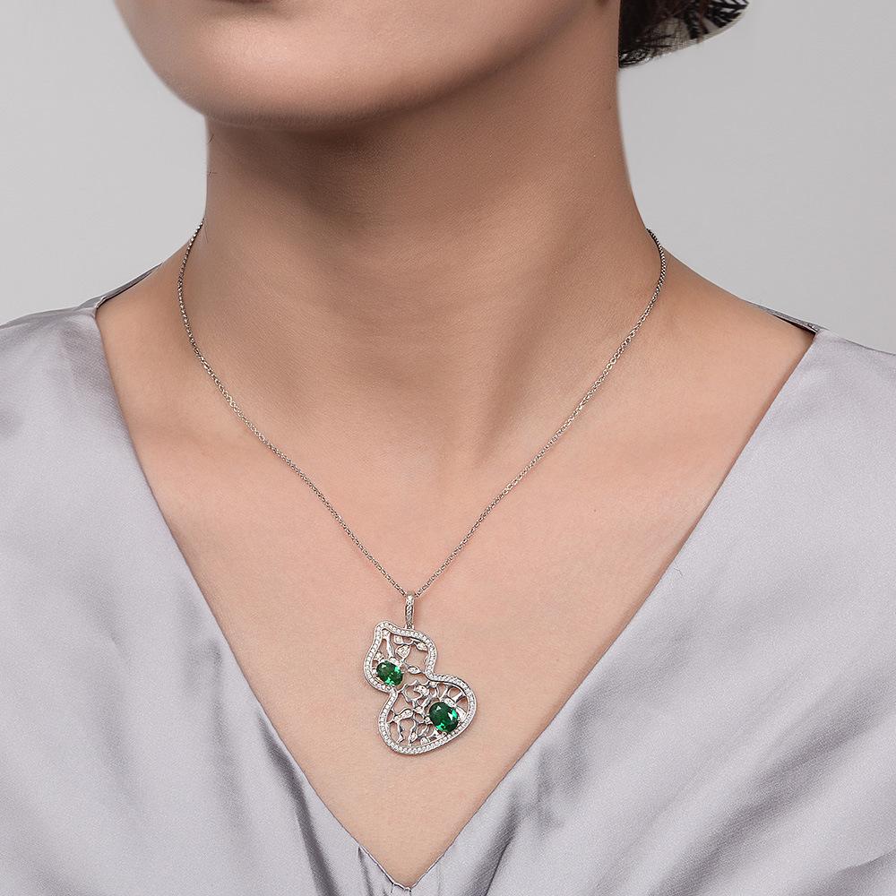 Gica Gema Green High Carbon Diamond Necklaces With 925 Sterling Silver 6*8mm Pendant Unique Design Romantic Fine Jewelry Wedding Party Gifts New Trend