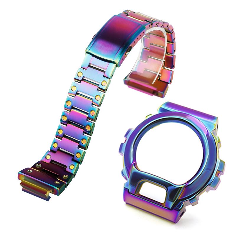 DW6900 Mod Kit metal case strap for Casio G-SHOCK DW-6900 modified stainless steel bezel diamond case bracelet watch accessories