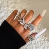 Fashionable irregular geometric openwork ring set design sense peach heart butterfly opening ring for women
