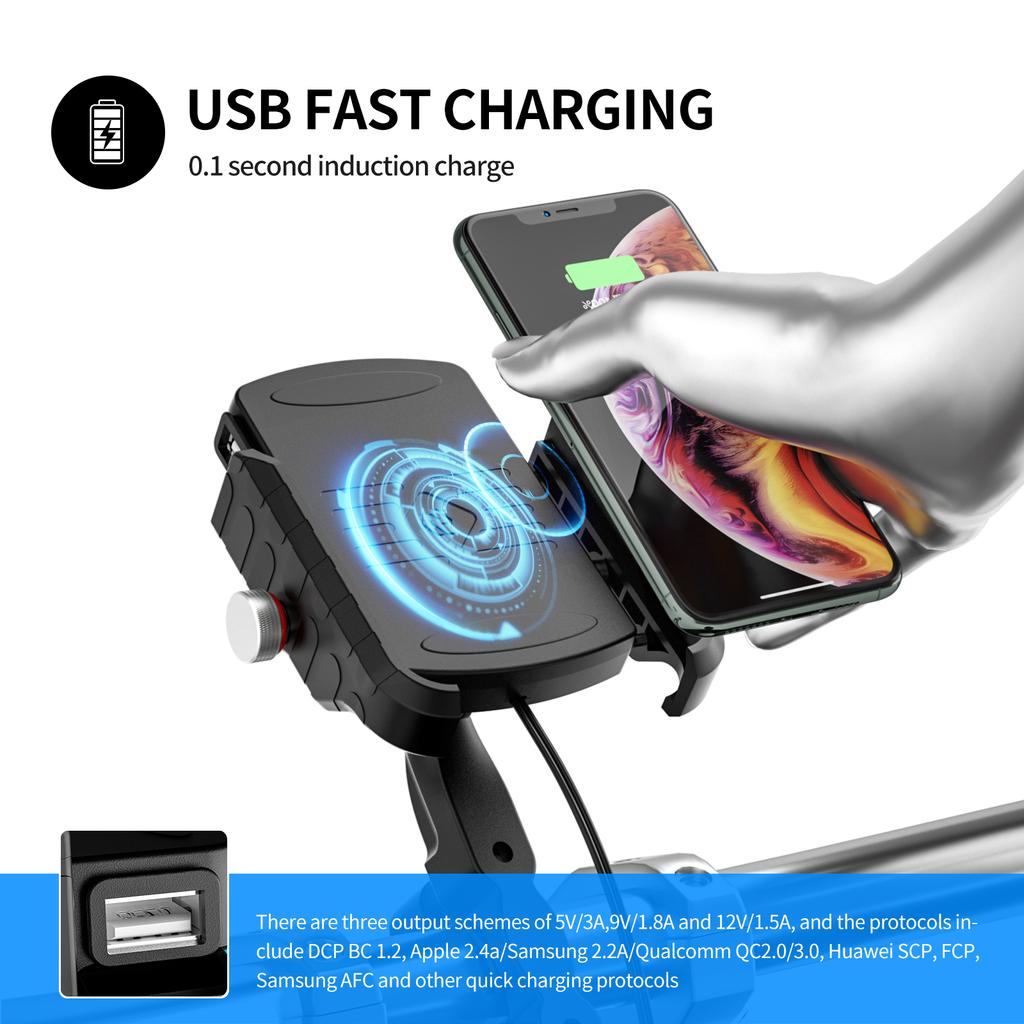 15W Phone Wireless Charge Bracket Extension Bracket Black A For Moto Scooter
