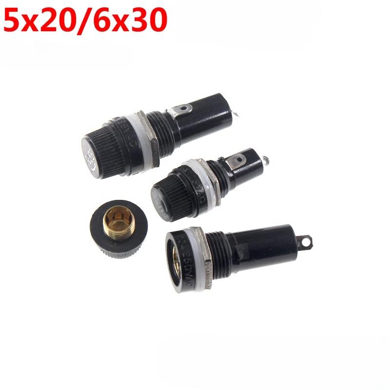 10pcs 5×20/6×30mm Fuse Safety Tube Socket Black Knob PCB Mount Fuse Holder Base for Electronic Equipment Fuse Holders1
