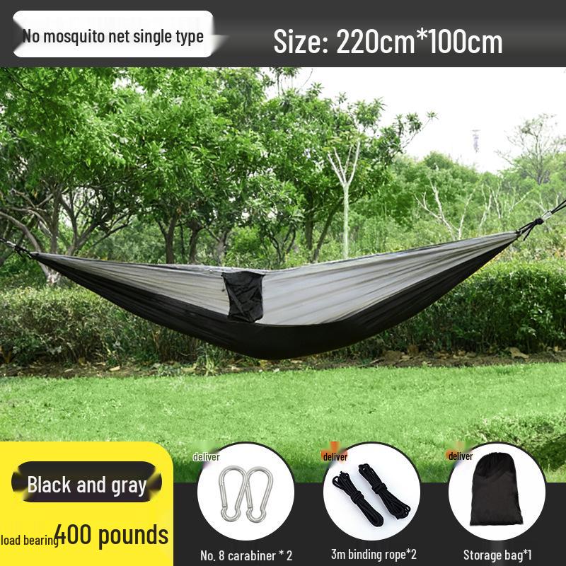 Outdoor Anti-Rollover Hanging Chair Hammock - Single/Double, Color-block Nylon, Parachute Cloth, Lightweight Swing.