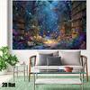 2D Plane, 1 Piece of Magic Library Background Banner - Charming Forest Library Scene with Bookshelves and Glowing Books