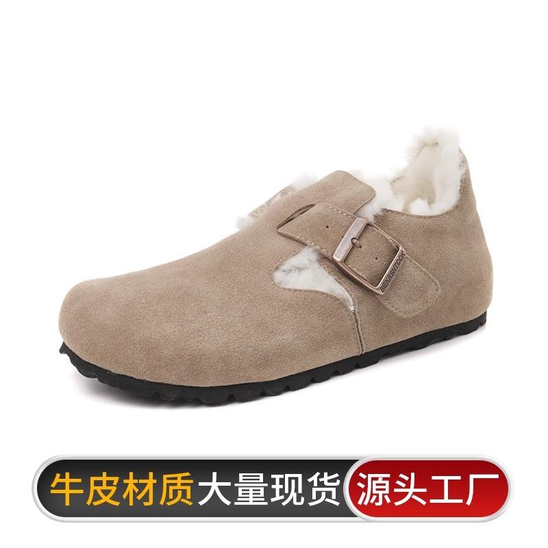 [] Leather platform slippers women's spring and autumn new outer wear fishing half drag Lincoln