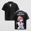 Unisex Sommer Washed Casual T-Shirt mit Nakano Miku Print aus Anime The Quintessential Quintuplets Damen und Herren T-Shirt
