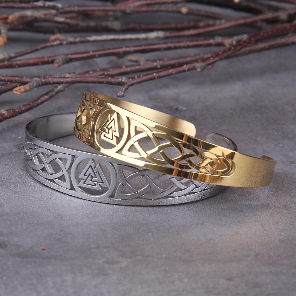 Stainless steel Nordic Viking Norway Valkenut armband adjustable men s wristband cuff bracelet