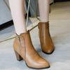 Stivali da donna Tacco grosso Stivaletti Stivaletti retrò con tacco alto Stivali outdoor in pelle PU Cerniera Casual Scarpe da donna Botas Mujer
