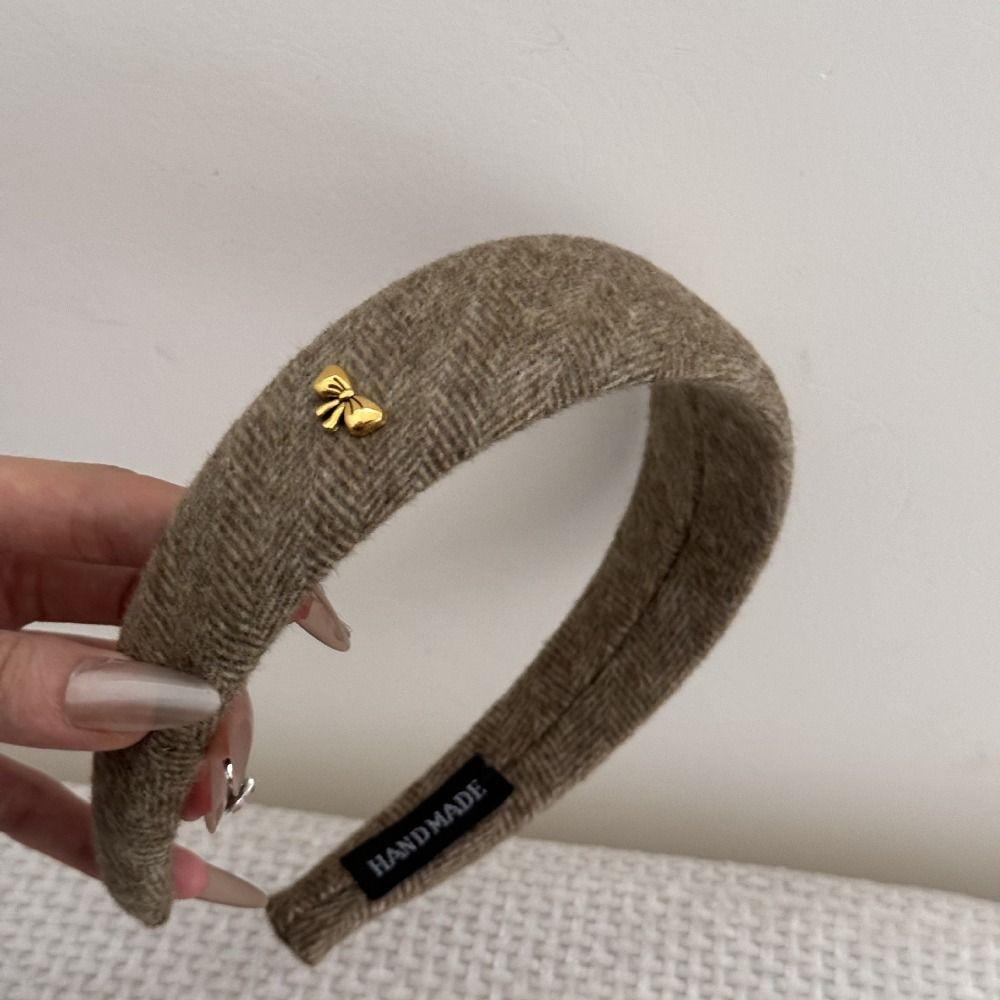 Sponge Padding Wide Edge Headband Solid Color Thick Hair Band Retro Hair Hoop Winter Season
