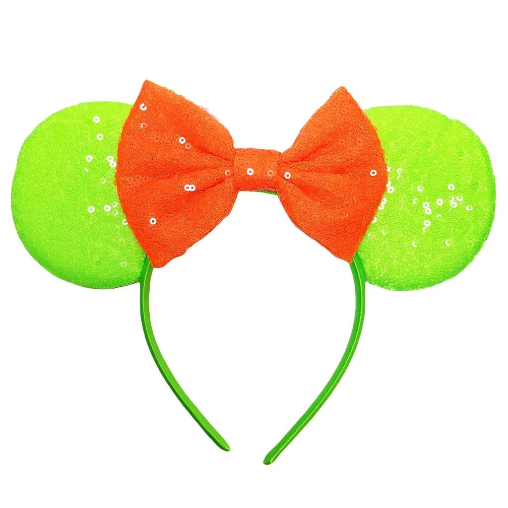 Neue fluoreszierende Farben Mausohren Stirnband für Mädchen Glänzende Pailletten Schleife Haarband Festival Party Cosplay DIY Haarschmuck