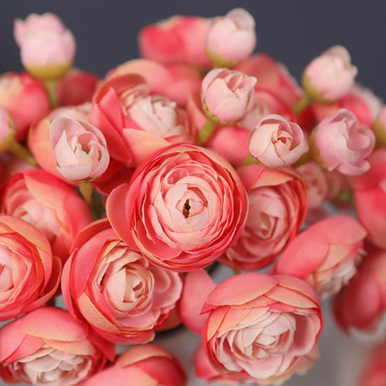 6Pcs Artificial Camellia with Stem Realistic Colorful Fake Rose Flower Wedding Home Office Table Centerpiece Faux Floral Bouquet Flower Arrangement