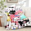 1pc Flannel Hello Kitty, Sanrio Characters, KawaiiThrow Blanket, Cartoon Truck Pattern Printed Blanket, Warm Cozy Soft Blanket For Couch Bed