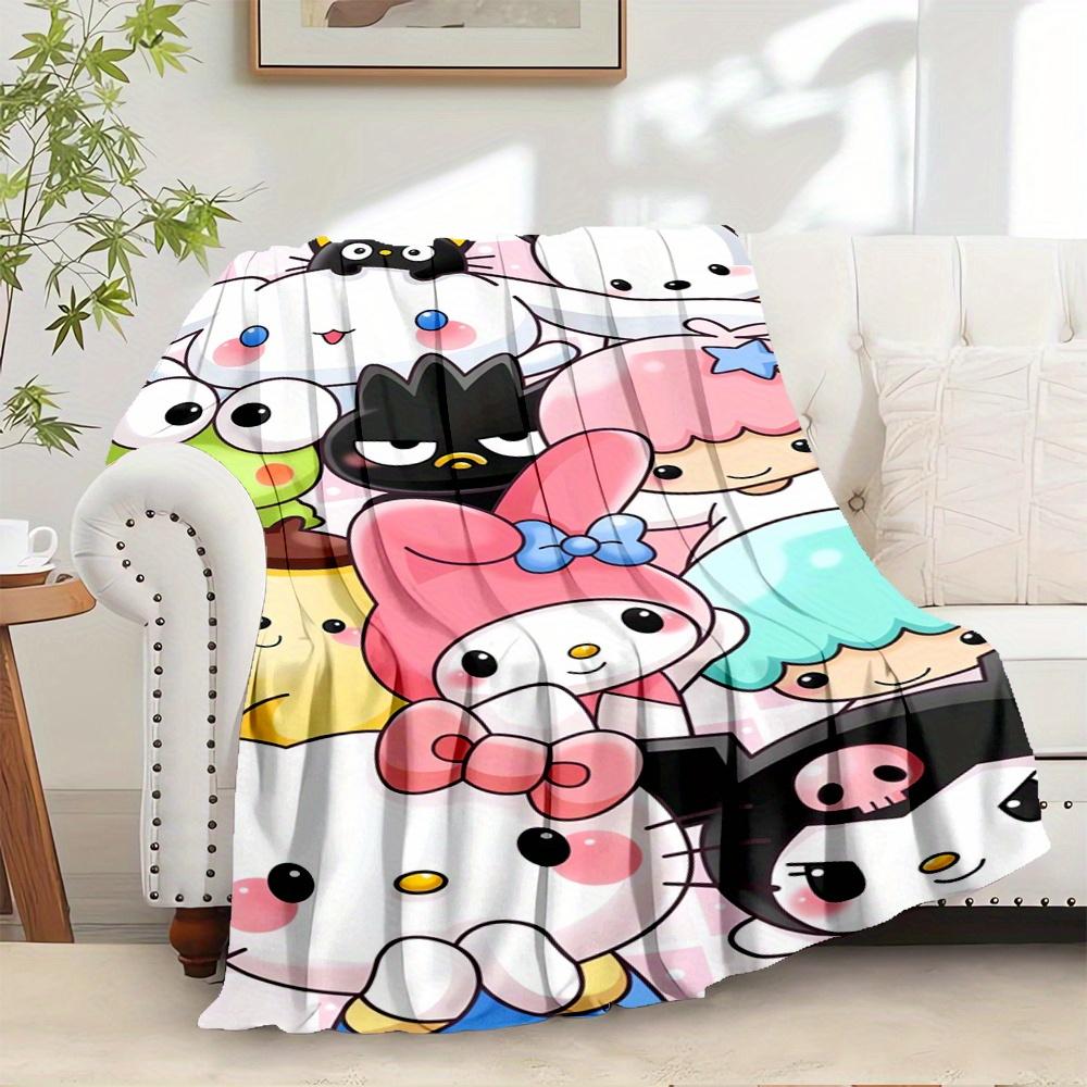 

1pc Flannel Hello Kitty, Sanrio Characters, KawaiiThrow Blanket, Cartoon Truck Pattern Printed Blanket, Warm Cozy Soft Blanket For Couch Bed 130x150cm