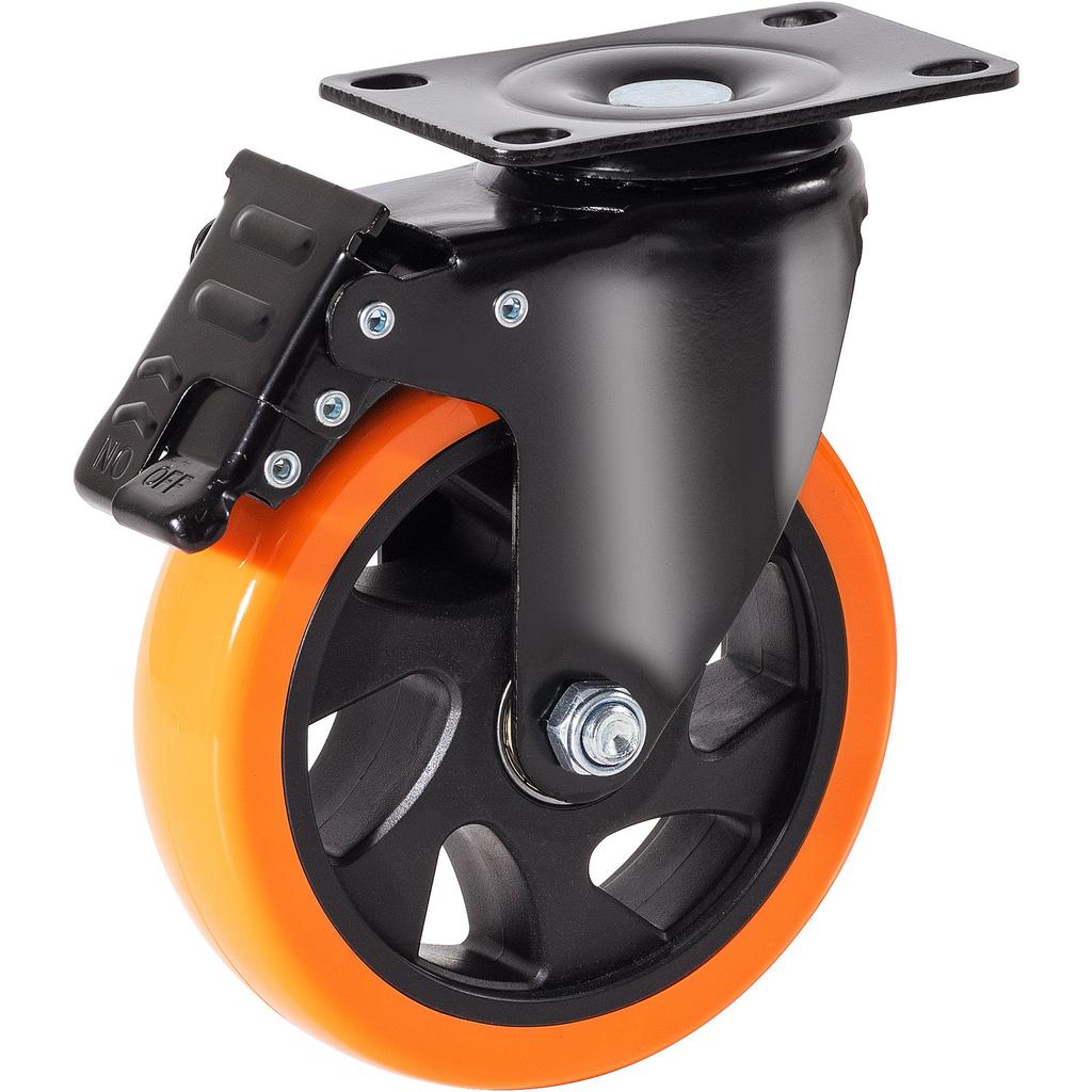 VEVOR Caster Wheels, 12.7 cm Swivel Plate Casters, Set of 4, with Security A/B Locking No Noise PVC Wheels