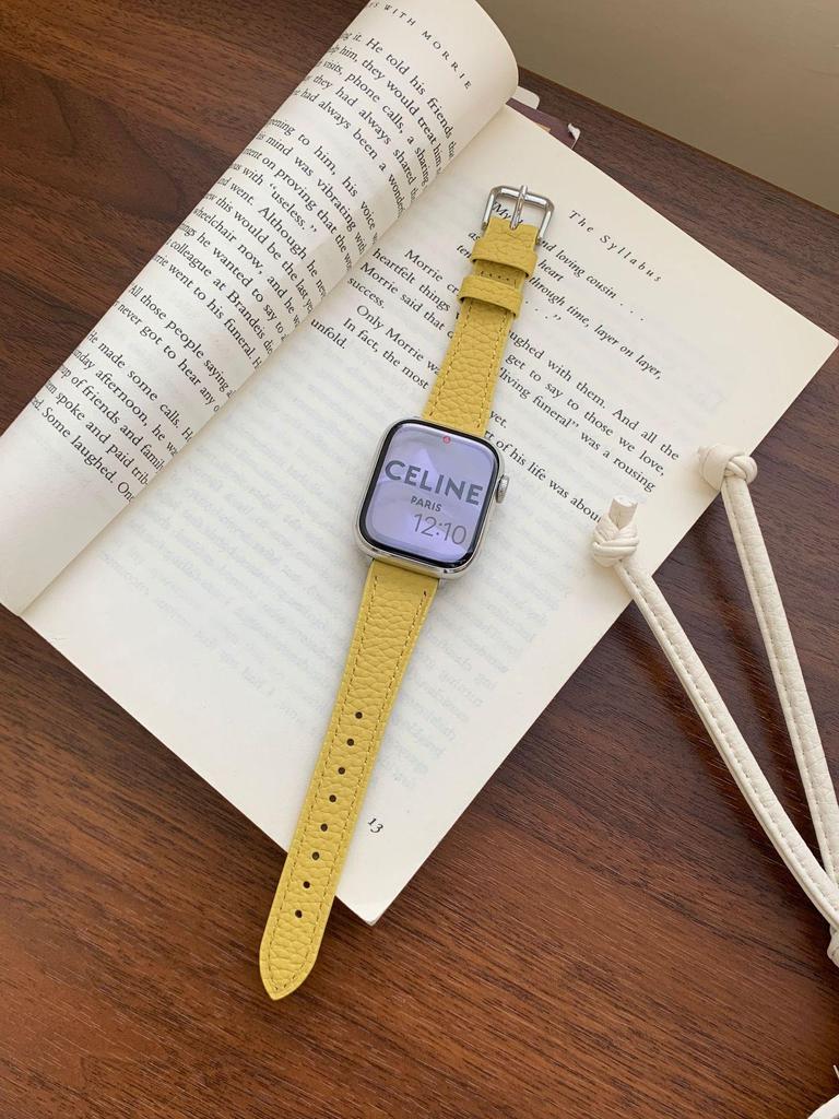 Pasek z cielęcej skóry licowej Lychee Grain do zegarków Apple Watch S10/iWatch 98765SE i Huawei GT5/GT4 – styl damski