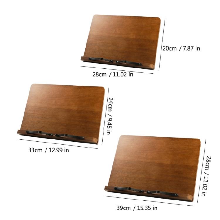 Wood Textbook Book Stand 6 Angles Adjustable Book Holder with Metal Page Clips for Music Scores Cook Recipe Tablet