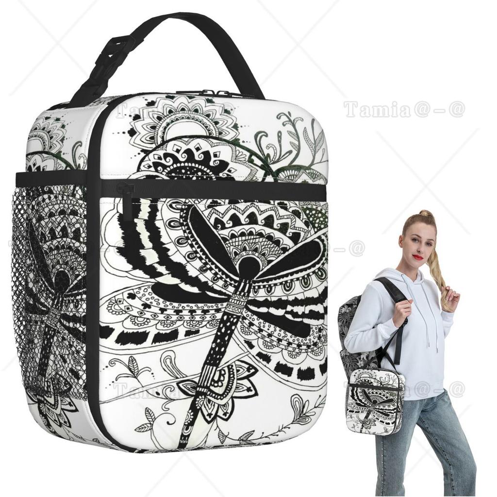Colorful Mandala Dragonfly Insulated Lunch Bag for Women Children Leakproof Food Boxes Thermal Lunch Box Tote