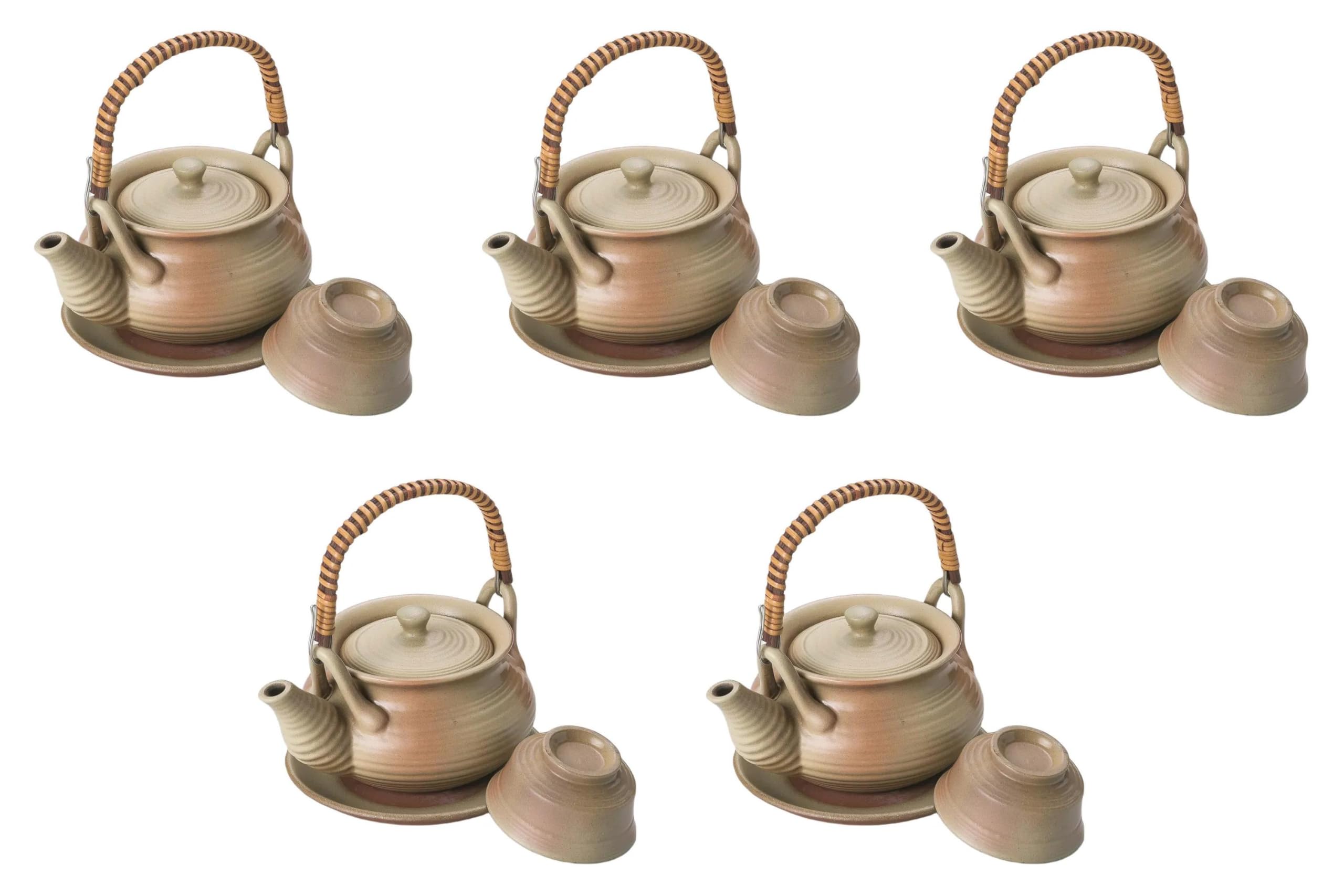 

Set of 5 White Blown Drawstring Teapots x 6cm Teapots Made in China by Setomonohonpo [10.8 (300cc)]