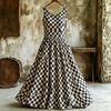 Retro Floral Embroidery Sleeveless Layered Cotton and Linen Dress Women's Mori Long Dress